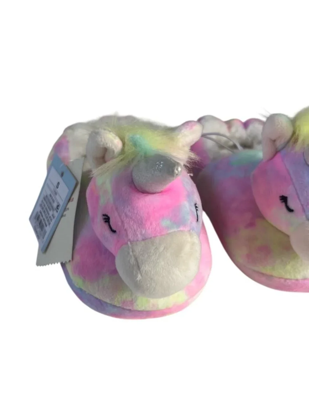 Cat & Jack Unicorn Slippers Plush Kids Size S 5-6 Multicolor New Faux Fur